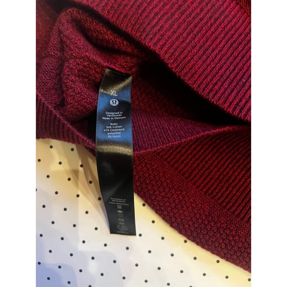 Lululemon Textured Crewneck Sweater Mens XL Burgundy Cotton Blend Raglan Knit - Picture 6 of 9